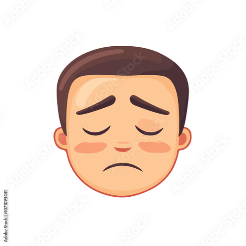 Tired Sweat Face Emoticon Icon with Editable Stroke
