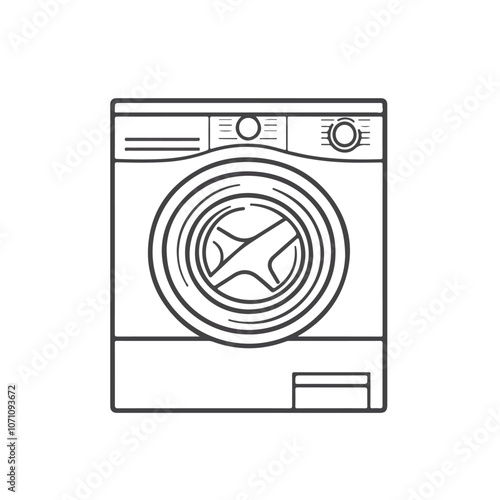 Modern Washer Machine Line Icon Vector Sign