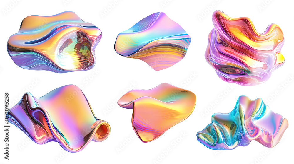 Fototapeta premium Colorful Abstract Shapes on a Clear Background Generative AI