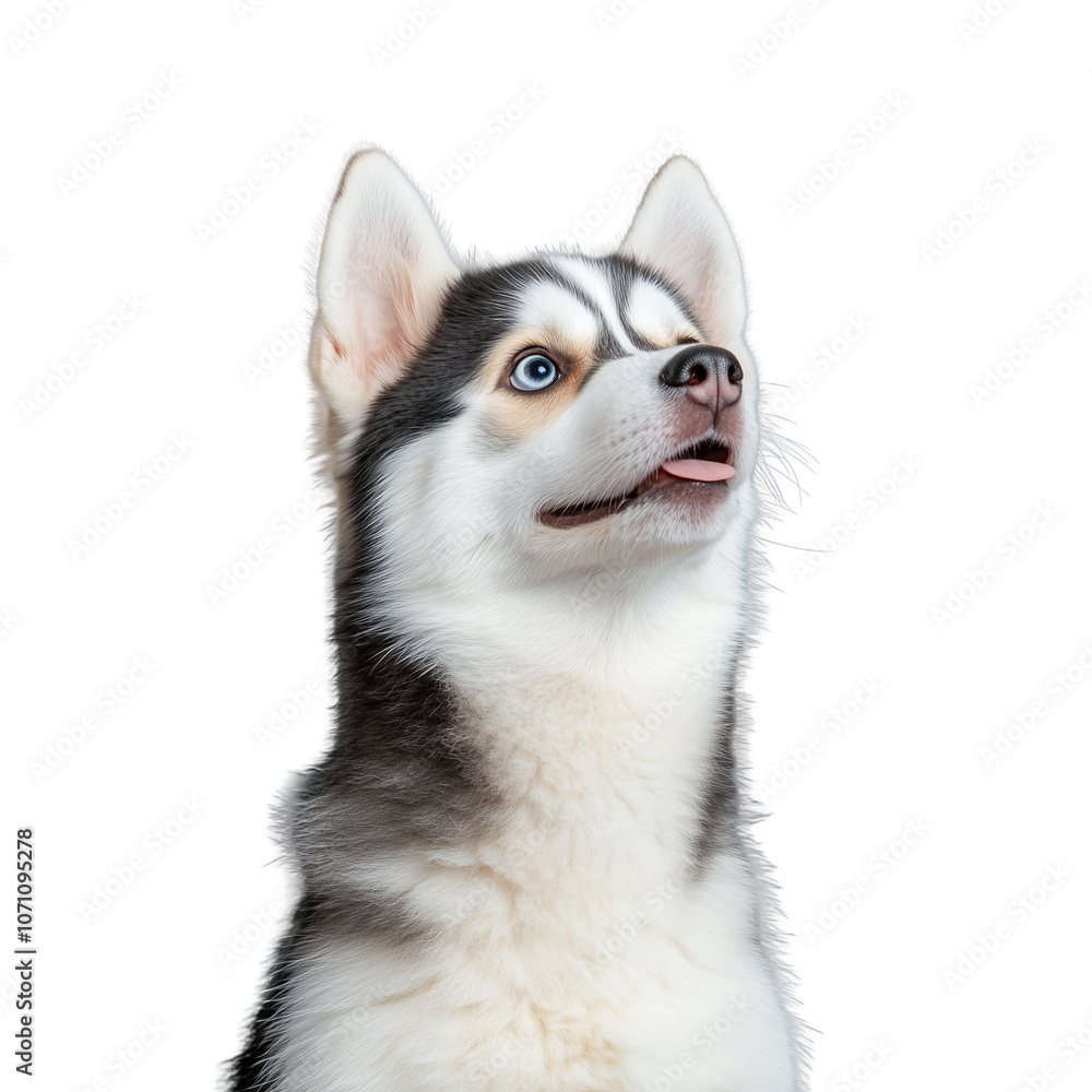 Husky dog looking up, transparent background Husky dog looking up, transparent background