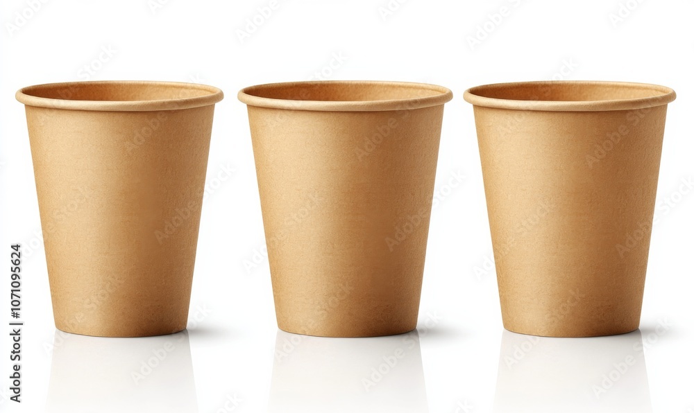 A blank packaging kraft paper cup designed for ecology product presentation, isolated on a white background for mock-up purposes A blank packaging kraft paper cup designed for ecology product presentation, isolated on a white background for mock-up purposes