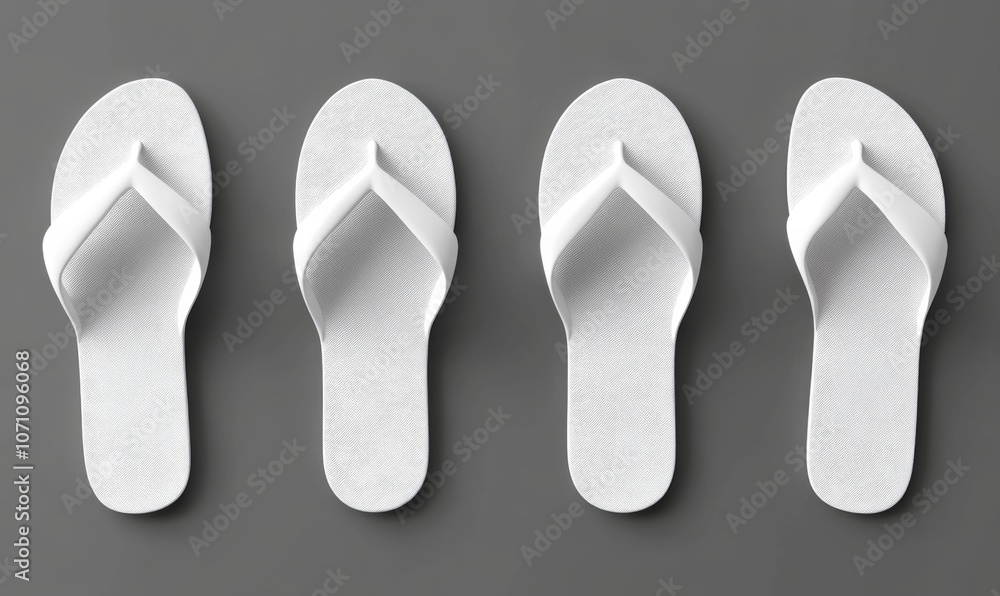 Realistic 3D vector illustration of white blank flip flop set, suitable for advertisement, logo print, and mockup purposes Realistic 3D vector illustration of white blank flip flop set, suitable for advertisement, logo print, and mockup purposes