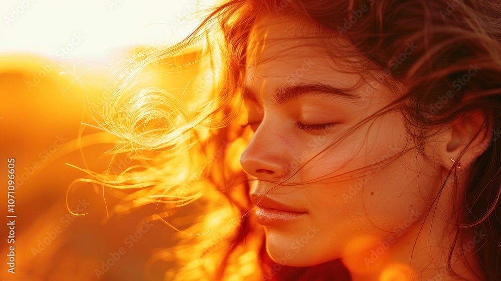 Side view portrait of beautiful blonde girl in front of the sun Side view portrait of beautiful blonde girl in front of the sun