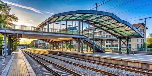 Munich Hackerbr?cke S-Bahn station exterior with Hacker bridge in background, Munich, Germany, Hackerbr?cke photo