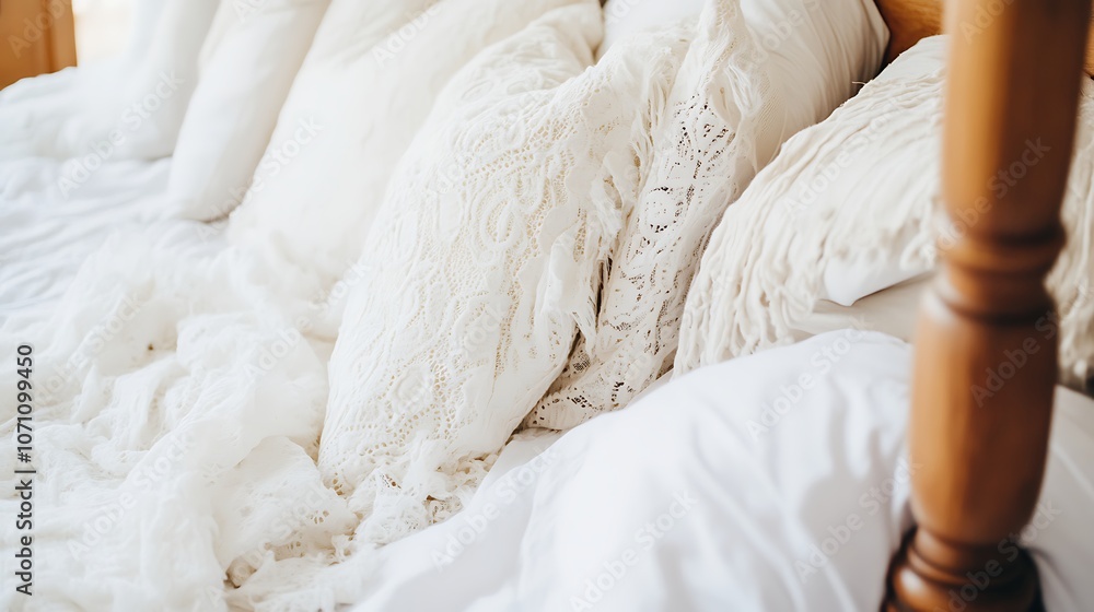 A cozy bed adorned with white pillows and a soft blanket, creating a serene atmosphere. A cozy bed adorned with white pillows and a soft blanket, creating a serene atmosphere.