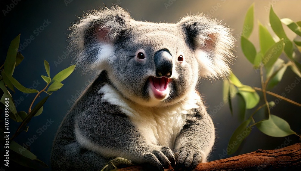 Fototapeta premium Cute koalas enjoy the sunrise in the morning. Save the Koala in Australia