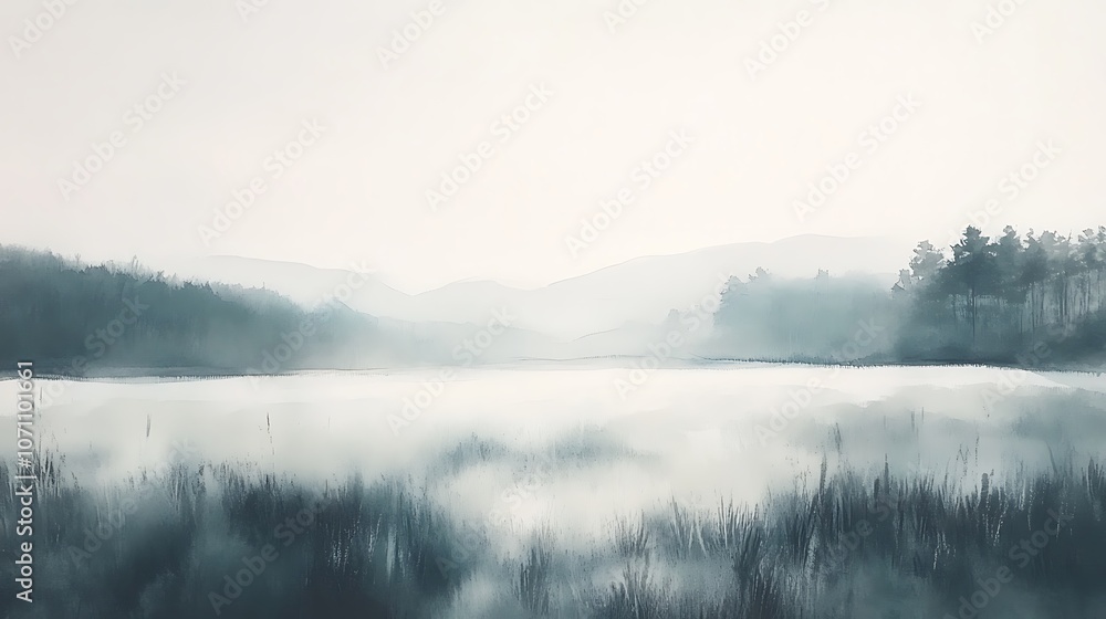 A silent, calming scene with a Korean ink and wash painting approach, featuring soft hues, wide composition, and subtle textures A silent, calming scene with a Korean ink and wash painting approach, featuring soft hues, wide composition, and subtle textures