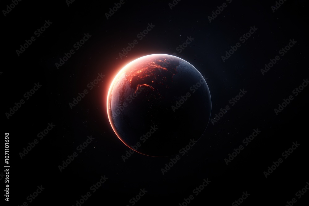 Cosmic Red Planet at Night - Space Exploration Concept Cosmic Red Planet at Night - Space Exploration Concept