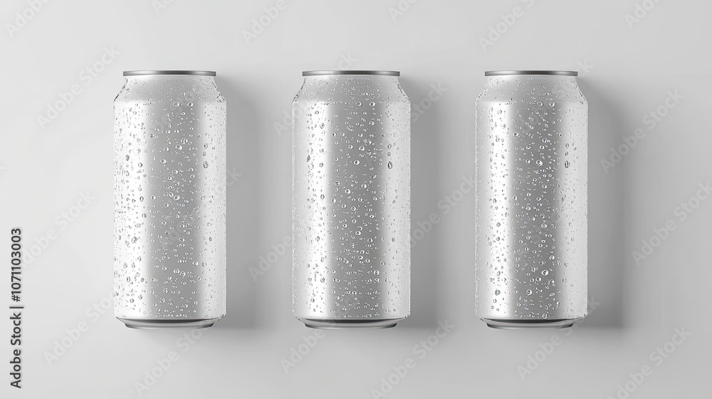 Mockup of Aluminum Drink Cans With Water Drops on a Minimal Background Generative AI Mockup of Aluminum Drink Cans With Water Drops on a Minimal Background Generative AI