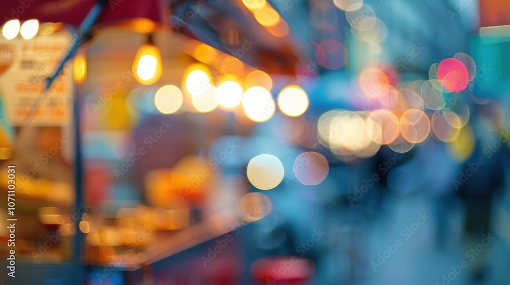 A defocused blur of colors and aromas from food trucks A defocused blur of colors and aromas from food trucks