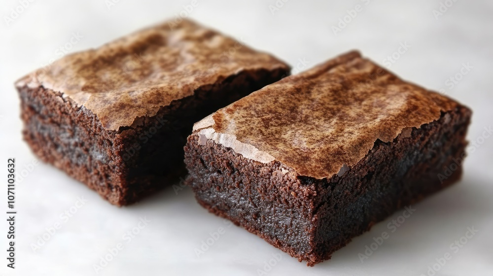 Delicious Homemade Chocolate Brownies Served on a White Surface Generative AI Delicious Homemade Chocolate Brownies Served on a White Surface Generative AI