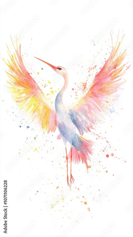 Obraz premium Crane with Wings Wide Open Symbolizing Courage