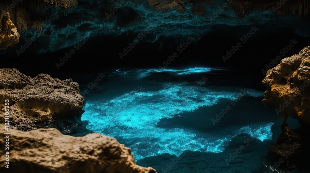 Enchanting Cave with Soft Ambient Light and Algae Enchanting Cave with Soft Ambient Light and Algae