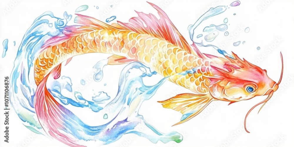 Colorful Fish Swimming Upstream in Powerful Currents Colorful Fish Swimming Upstream in Powerful Currents