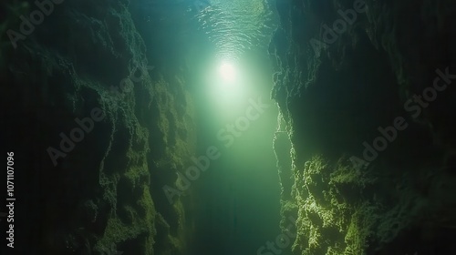 Ethereal Light in Deep Underwater Canyon