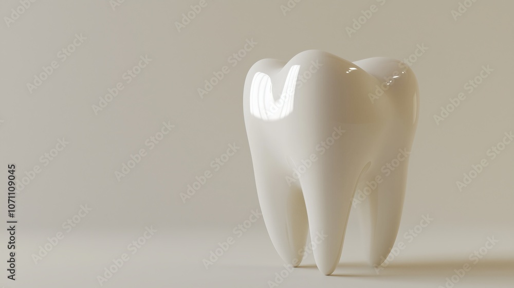 White molar tooth 3D model, realistic texture, isolated view, light background. AI generated White molar tooth 3D model, realistic texture, isolated view, light background. AI generated