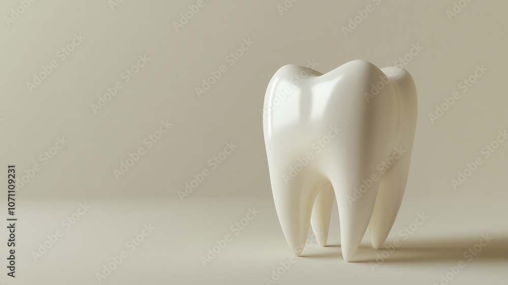 White molar tooth 3D model, realistic texture, isolated view, light background. AI generated White molar tooth 3D model, realistic texture, isolated view, light background. AI generated