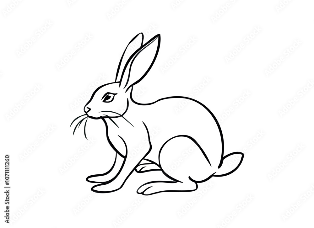 Rabbit Line Drawing for Wildlife and Nature Illustrations Rabbit Line Drawing for Wildlife and Nature Illustrations