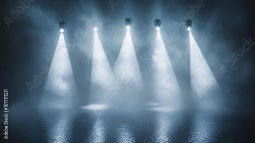 Wallpaper Mural Stage Spotlight Beams in Fog  Dramatic Lighting  Performance Background Torontodigital.ca