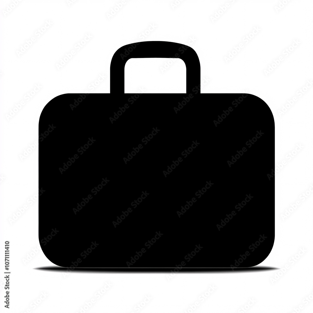 A simple black silhouette of a briefcase, symbolizing travel, business, or storage. A simple black silhouette of a briefcase, symbolizing travel, business, or storage.
