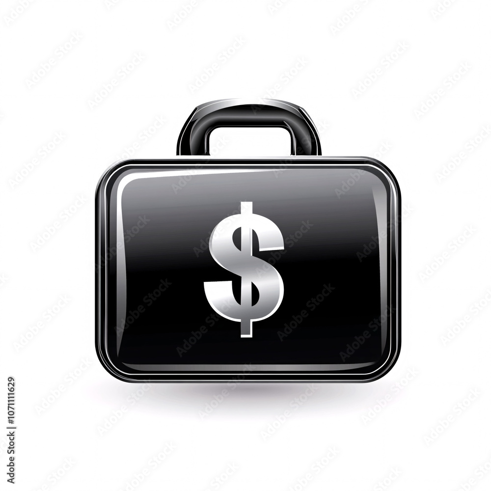 A sleek black briefcase featuring a prominent dollar sign, representing wealth, business, or financial themes. A sleek black briefcase featuring a prominent dollar sign, representing wealth, business, or financial themes.
