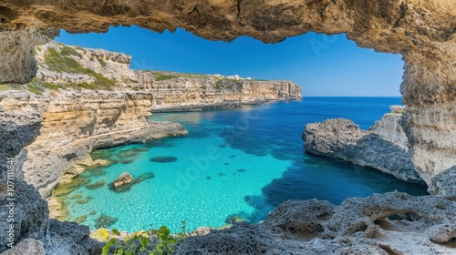 Illuminated Lagoon Within Natural Stone Cave