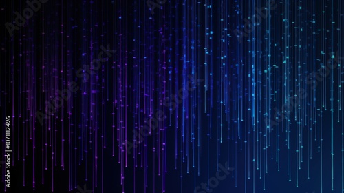 Black Background Dynamic Cyberspace Matrix with Flowing Digital Data Streams. Abstract Representation of Digital Information in a Virtual Environment.