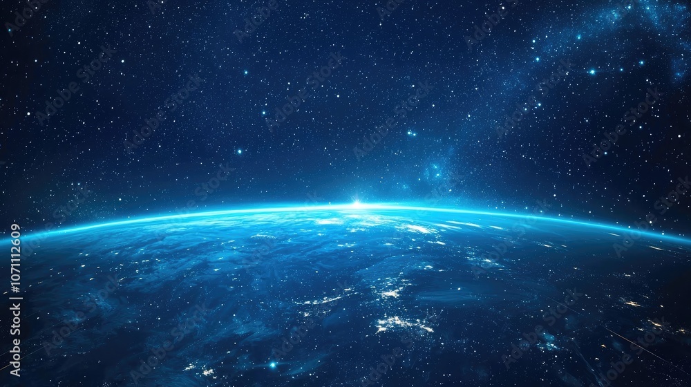 A stunning view of Earth from space, with the sun rising over the horizon and illuminating the planet's surface. A stunning view of Earth from space, with the sun rising over the horizon and illuminating the planet's surface.