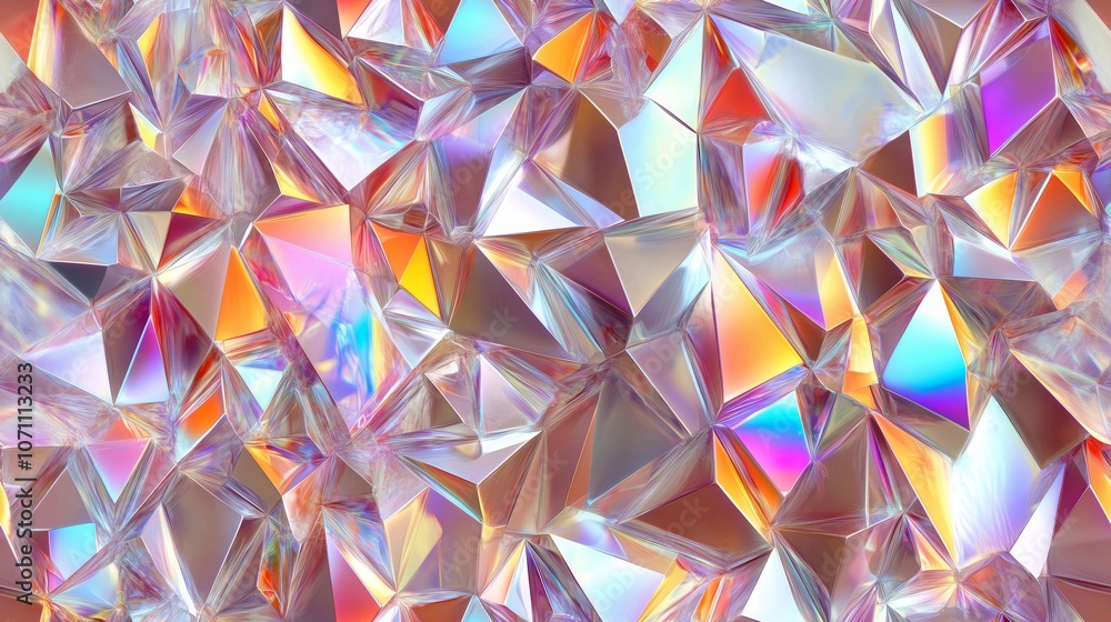 Iridescent Geometric Pattern with Vibrant Color Reflections Iridescent Geometric Pattern with Vibrant Color Reflections
