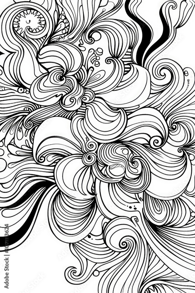 Fototapeta premium Coloring book illustration of Abstract Aurora Design