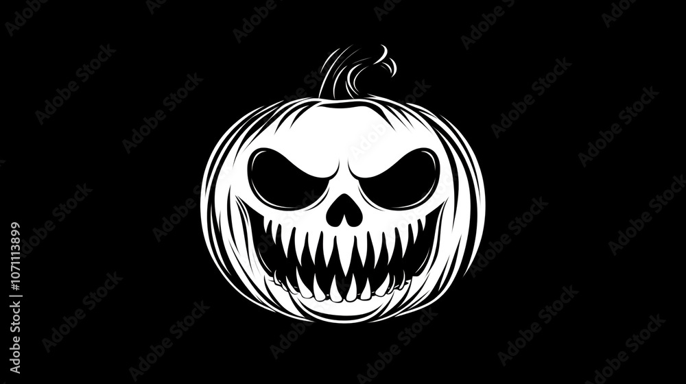 Fototapeta premium Scary Halloween Pumpkin Jack o lantern Illustration