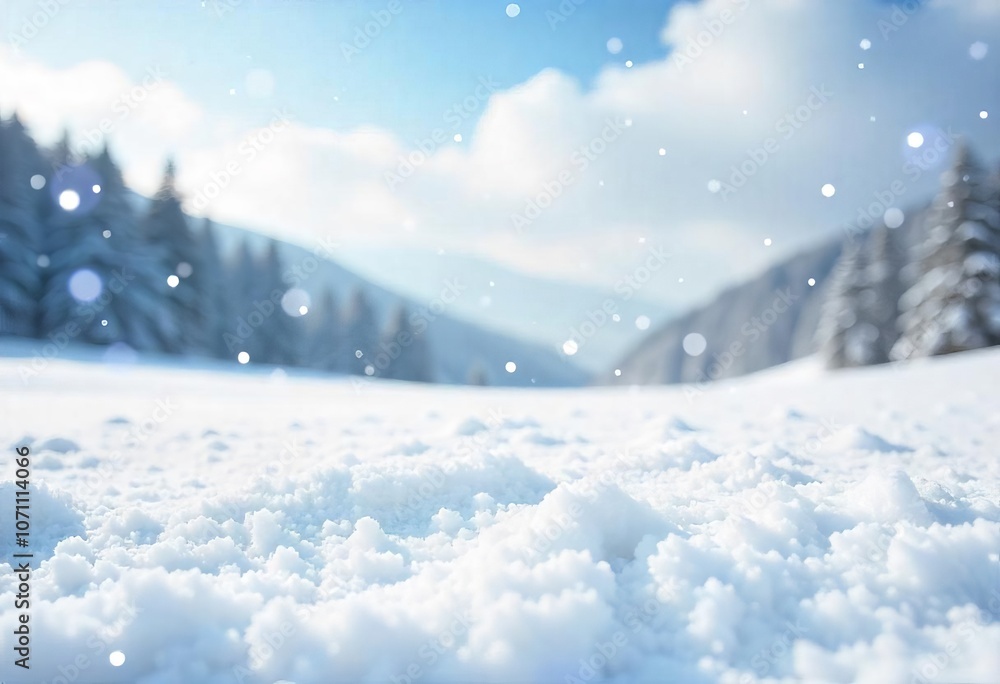 Fototapeta premium winter landscape with snow blurred background