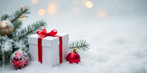 christmas snow backaground with gift box