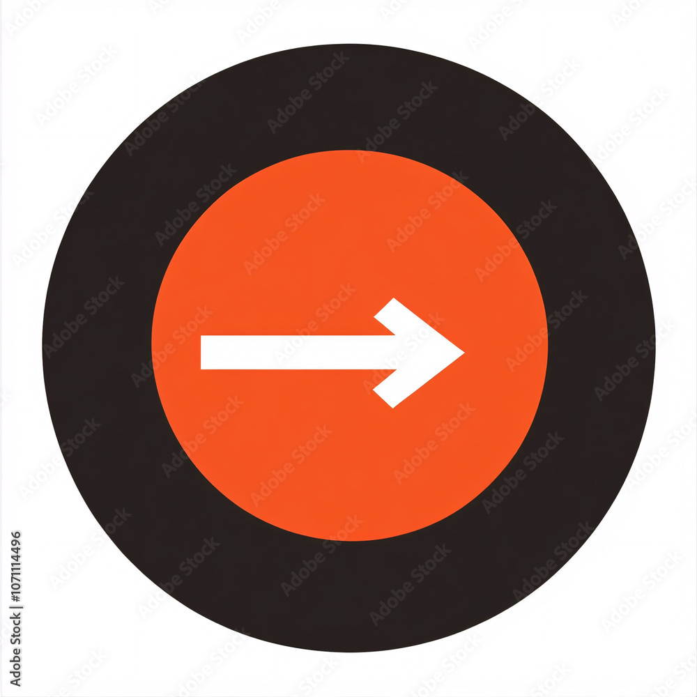 This image features a bold orange circle with a white right arrow, set against a dark background, symbolizing direction and movement. This image features a bold orange circle with a white right arrow, set against a dark background, symbolizing direction and movement.