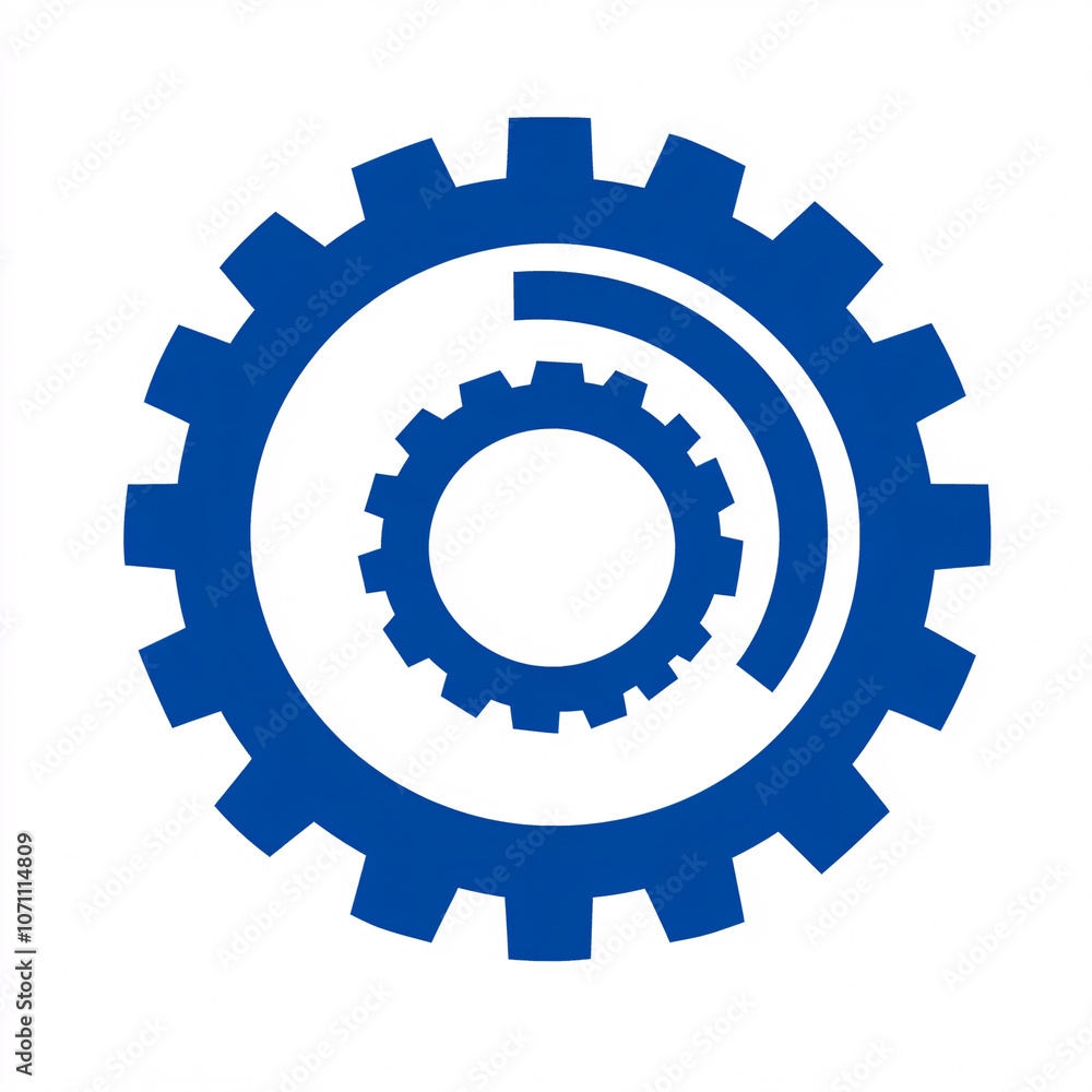 A blue gear icon representing mechanics, engineering, and industrial design. A blue gear icon representing mechanics, engineering, and industrial design.