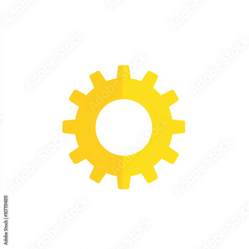 A simple yellow gear icon on a white background, symbolizing mechanics, engineering, or settings.