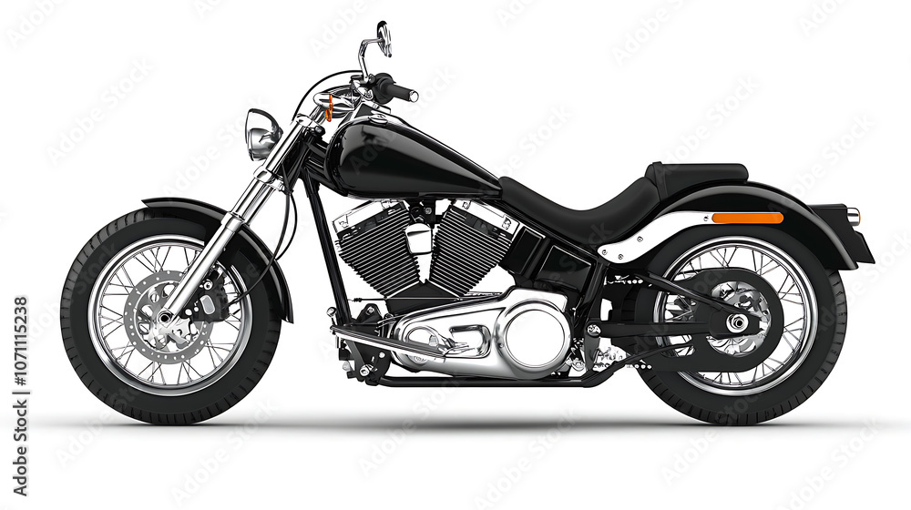 A black motorcycle isolated on a white background A black motorcycle isolated on a white background