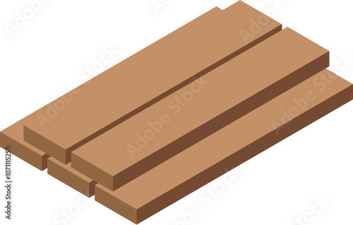 Wooden planks stacked on top of each other, forming an interesting isometric arrangement, ready for woodworking projects