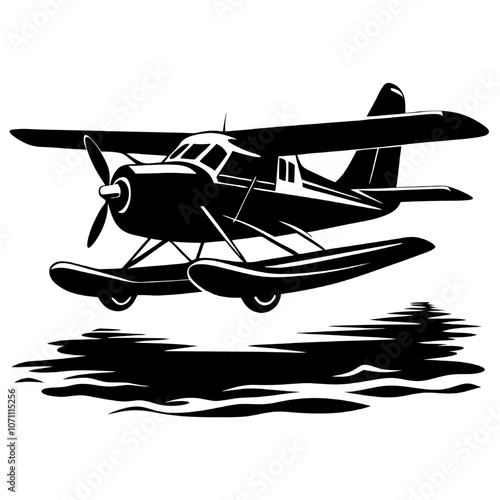 Seaplane Taking Off: A vintage seaplane soars above the waves, its silhouette a powerful symbol of freedom and adventure.  