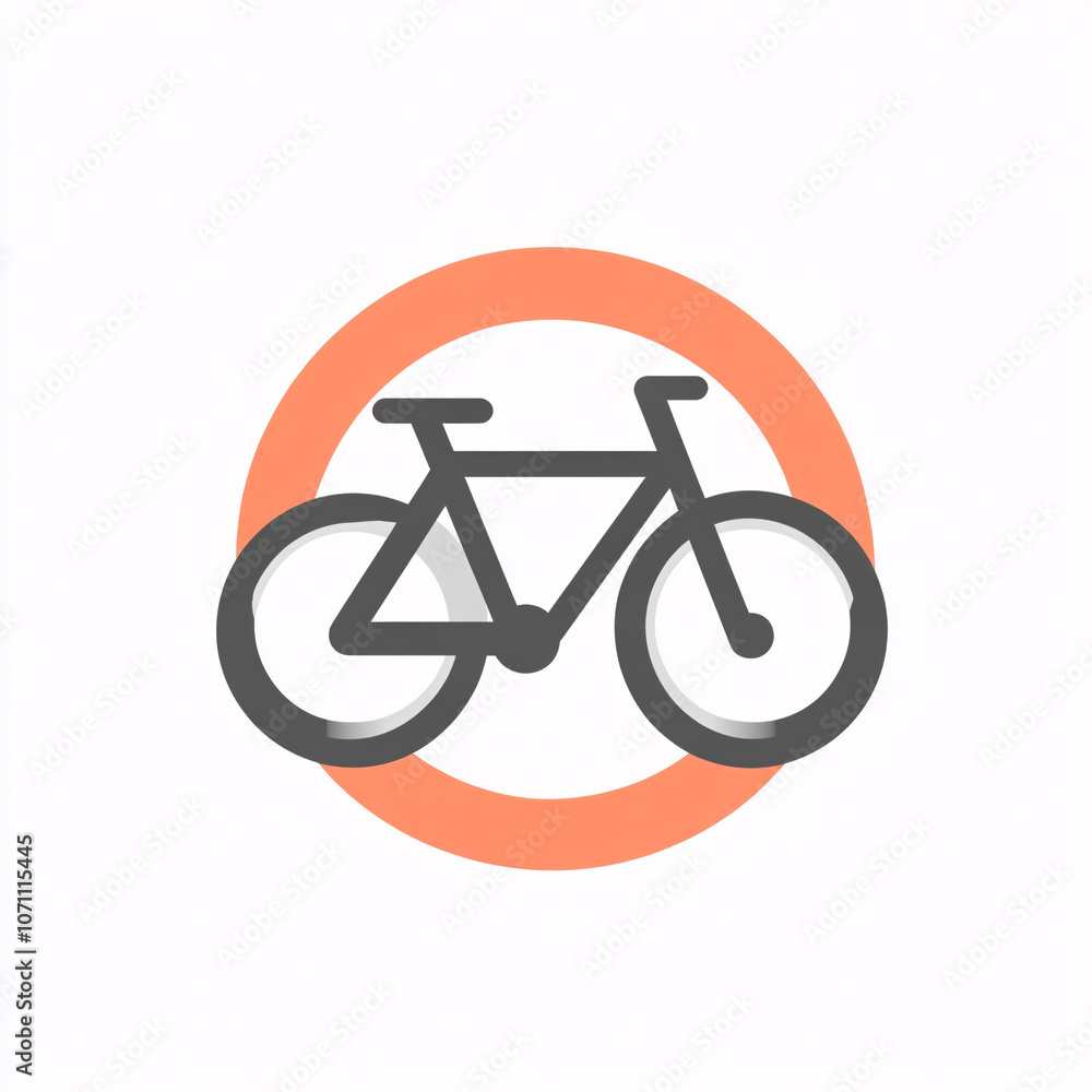 A minimalist bicycle icon within an orange circular border, symbolizing cycling and transportation. A minimalist bicycle icon within an orange circular border, symbolizing cycling and transportation.