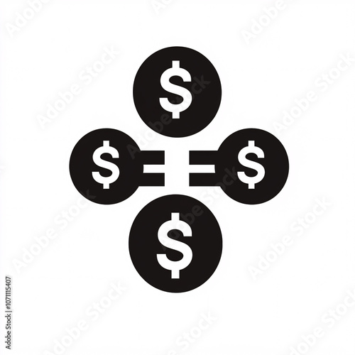 A simple graphic featuring dollar signs connected by lines, symbolizing financial exchange, transactions, or money flow.