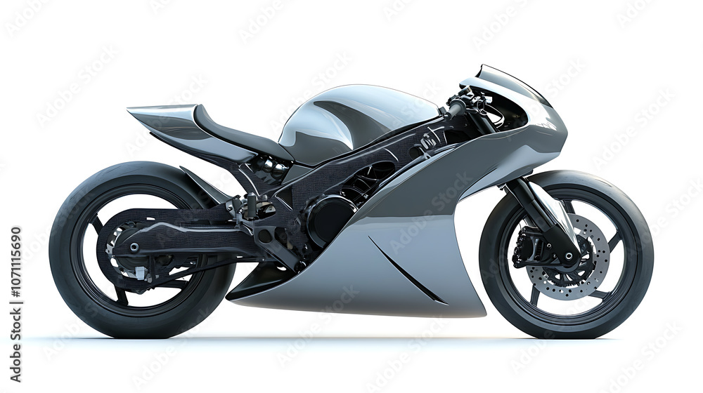 A gray motorcycle isolated on a white background A gray motorcycle isolated on a white background