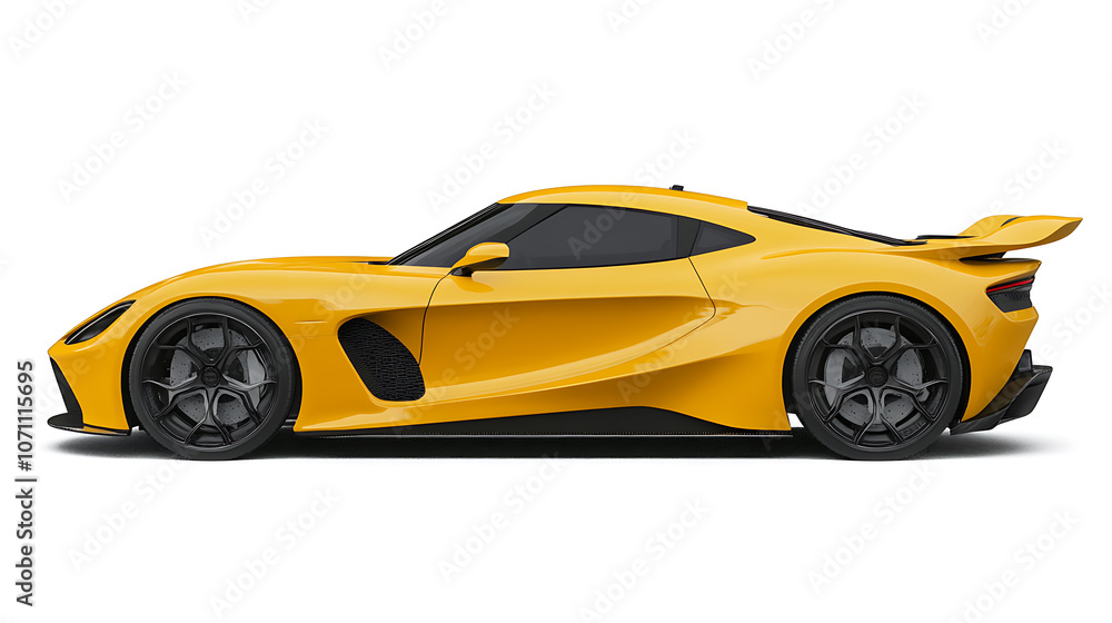 A generic yellow sport car isolated on a white background A generic yellow sport car isolated on a white background
