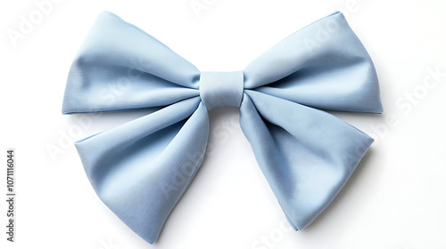 A light blue bow isolated on a white background