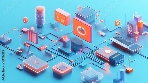 Wallpaper Mural A 3D illustration representing a Global Distribution System (GDS), a digital network facilitating transactions between service providers and agencies Torontodigital.ca