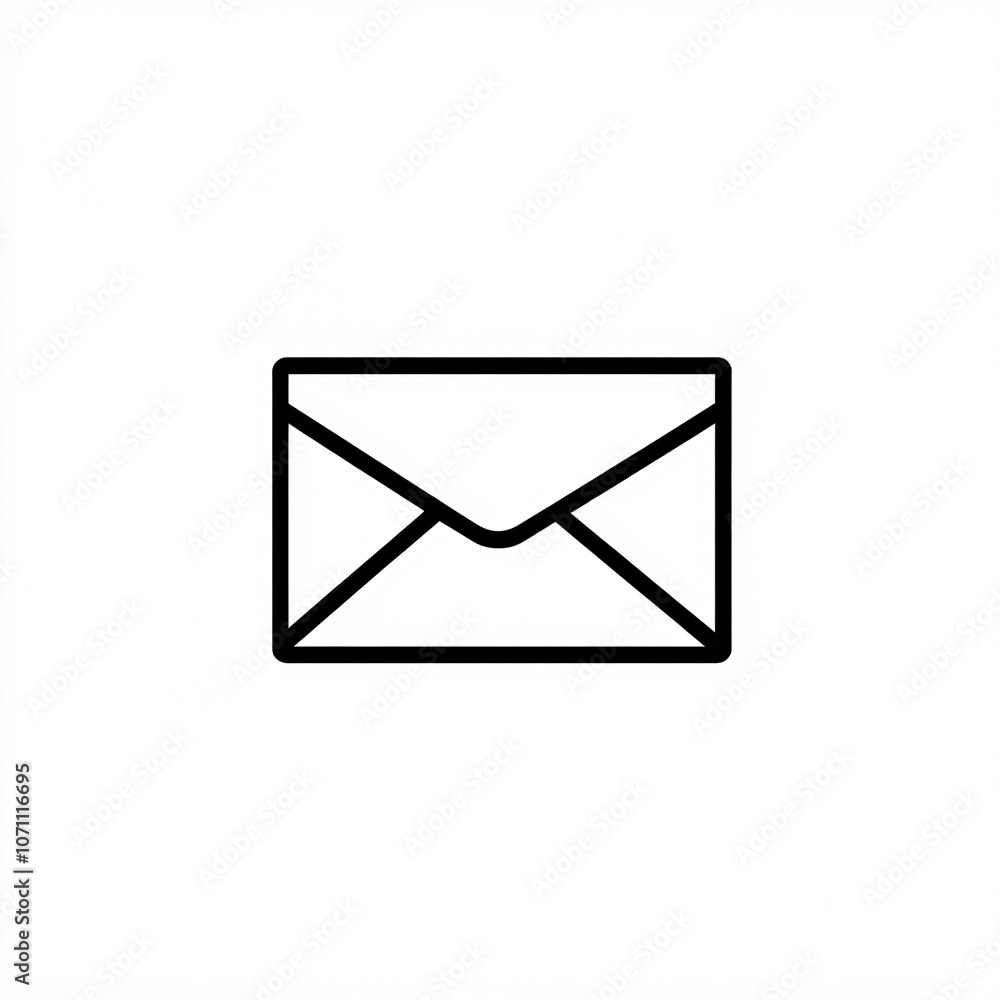 A simple black outline of an envelope on a white background, symbolizing communication, messages, or email. A simple black outline of an envelope on a white background, symbolizing communication, messages, or email.