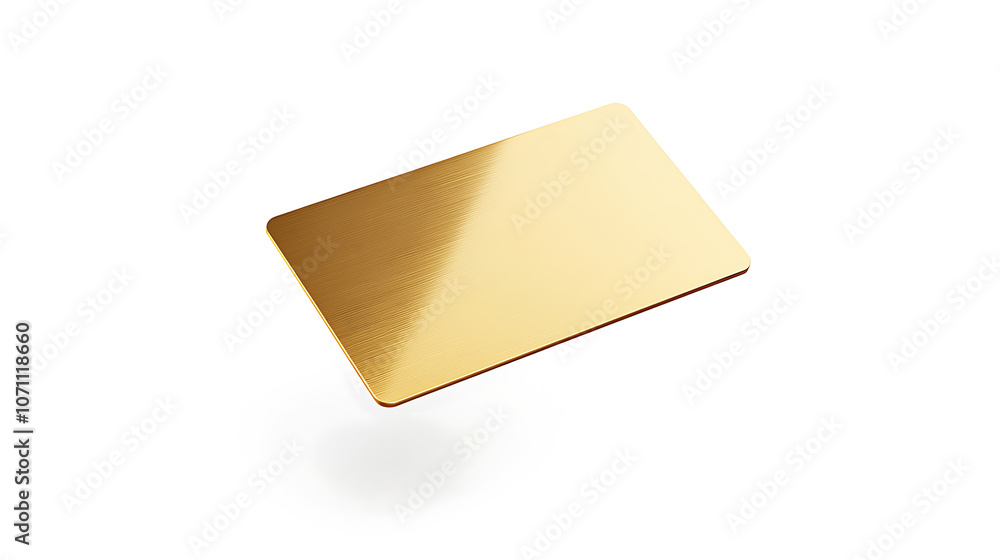 A mockup of a gold business card or credit card floating against a white background A mockup of a gold business card or credit card floating against a white background