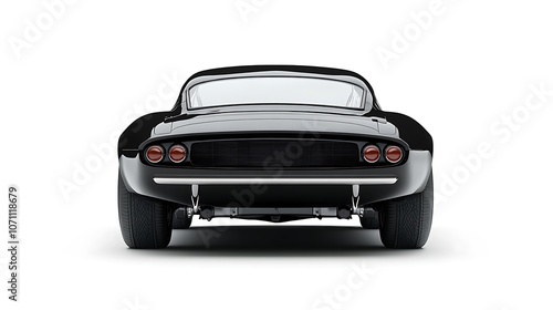 Back view of a black car isolated on a white background