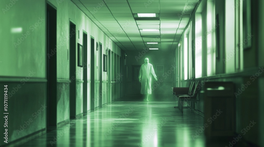 hospital with ghost at night