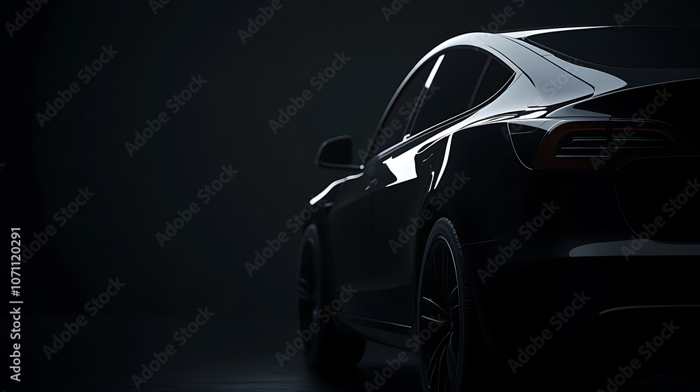 Closeup on tyre of a generic and unbranded black car